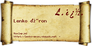 Lenko Áron névjegykártya